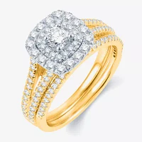 Modern Bride® Signature 1 CT.T.W. Natural Diamond 14K White Gold Bridal Ring Set
