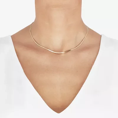 Made in Italy 14K Gold 16 Inch Solid Herringbone Chain Necklace