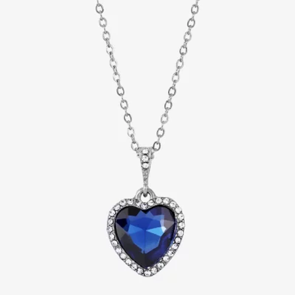 1928 Womens Alloy Heart 16 Inch Pendant Necklace