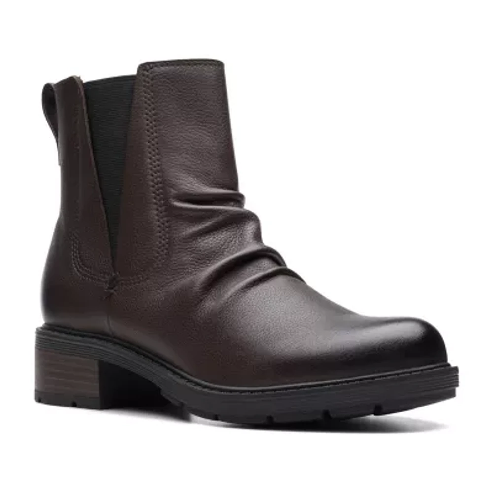 Clarks Womens Hearth Rose Block Heel Chelsea Boots