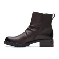 Clarks Womens Hearth Rose Block Heel Chelsea Boots