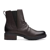 Clarks Womens Hearth Rose Block Heel Chelsea Boots