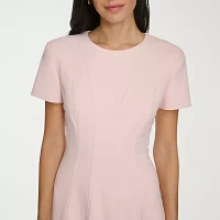 Marc New York Womens Short Sleeve Midi Fit + Flare Dress