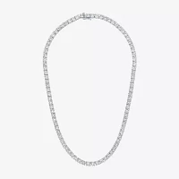 Womens Lab Created White Sapphire Sterling Silver Tennis Necklaces