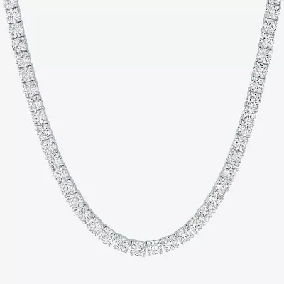 Womens Lab Created White Sapphire Sterling Silver Tennis Necklaces