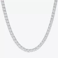 Womens Lab Created White Sapphire Sterling Silver Tennis Necklaces