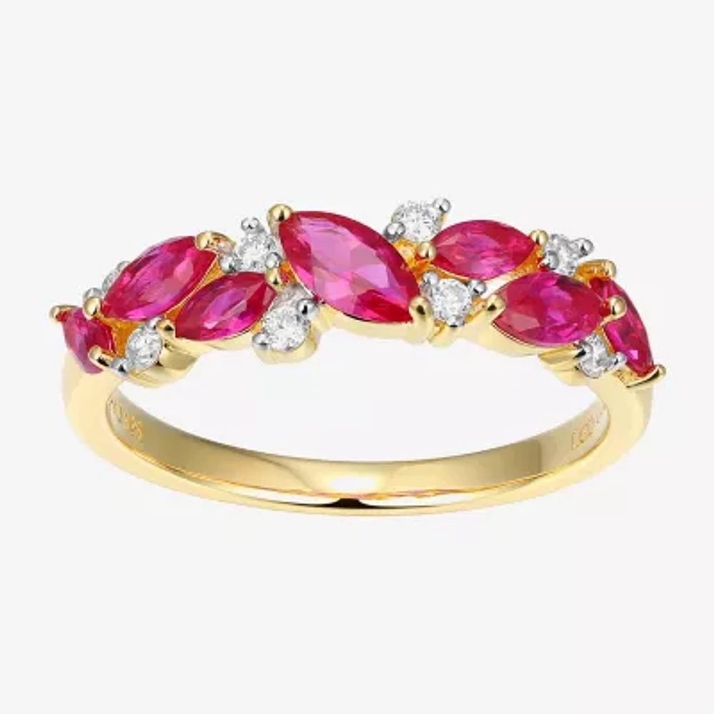 2MM Gemstone 18K Gold Over Silver Band