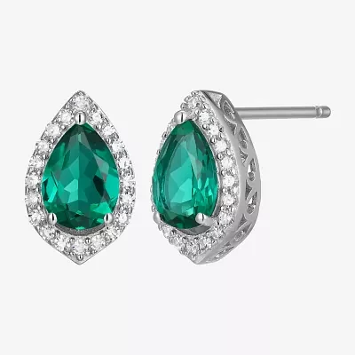 Gemstone Sterling Silver 11.2mm Pear Stud Earrings