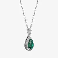 Womens Gemstone Sterling Silver Pear Pendant Necklace