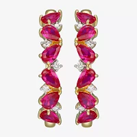 Gemstone 18K Gold Over Silver 25mm Hoop Earrings