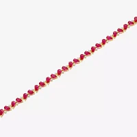 Lab Created Red Ruby 18K Gold Over Silver 7.25 Inch Tennis Bracelet