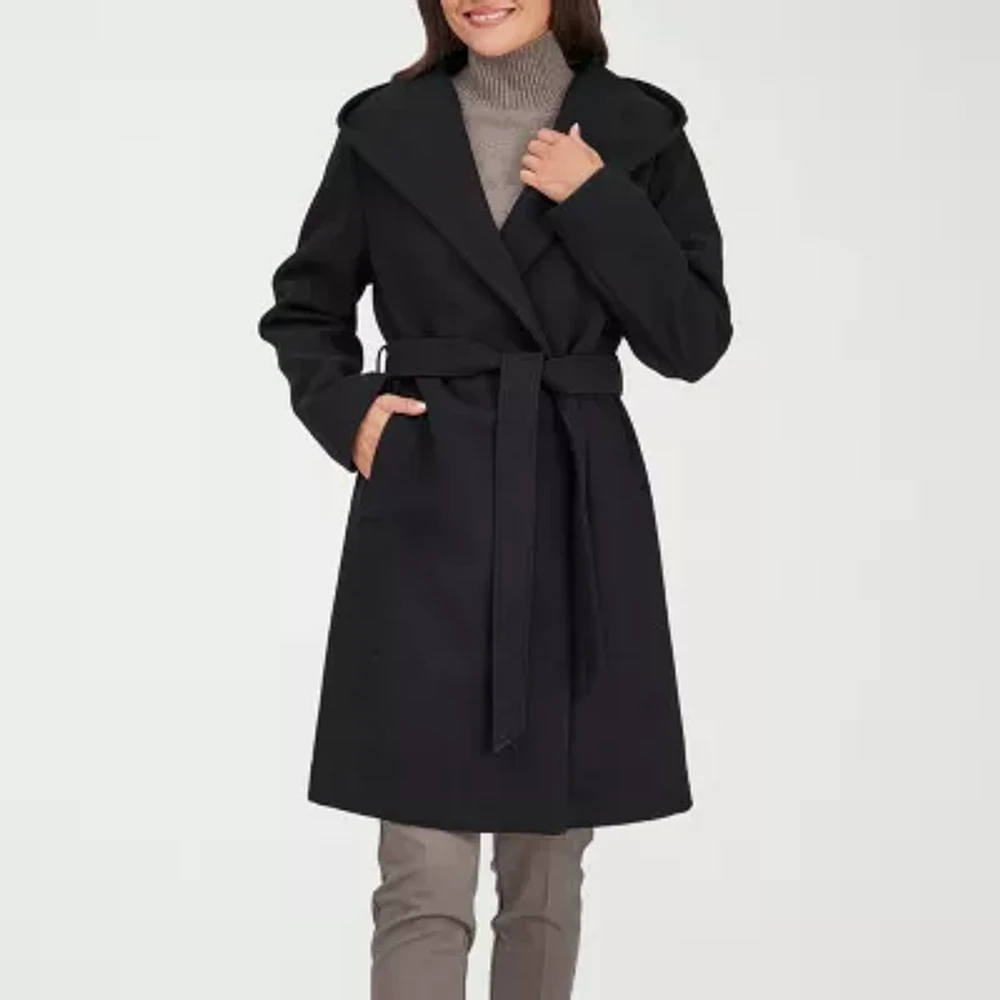 Frye and Co. Womens Belted Hooded Midweight Trench Overcoat