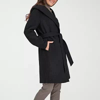 Frye and Co. Womens Belted Hooded Midweight Trench Overcoat