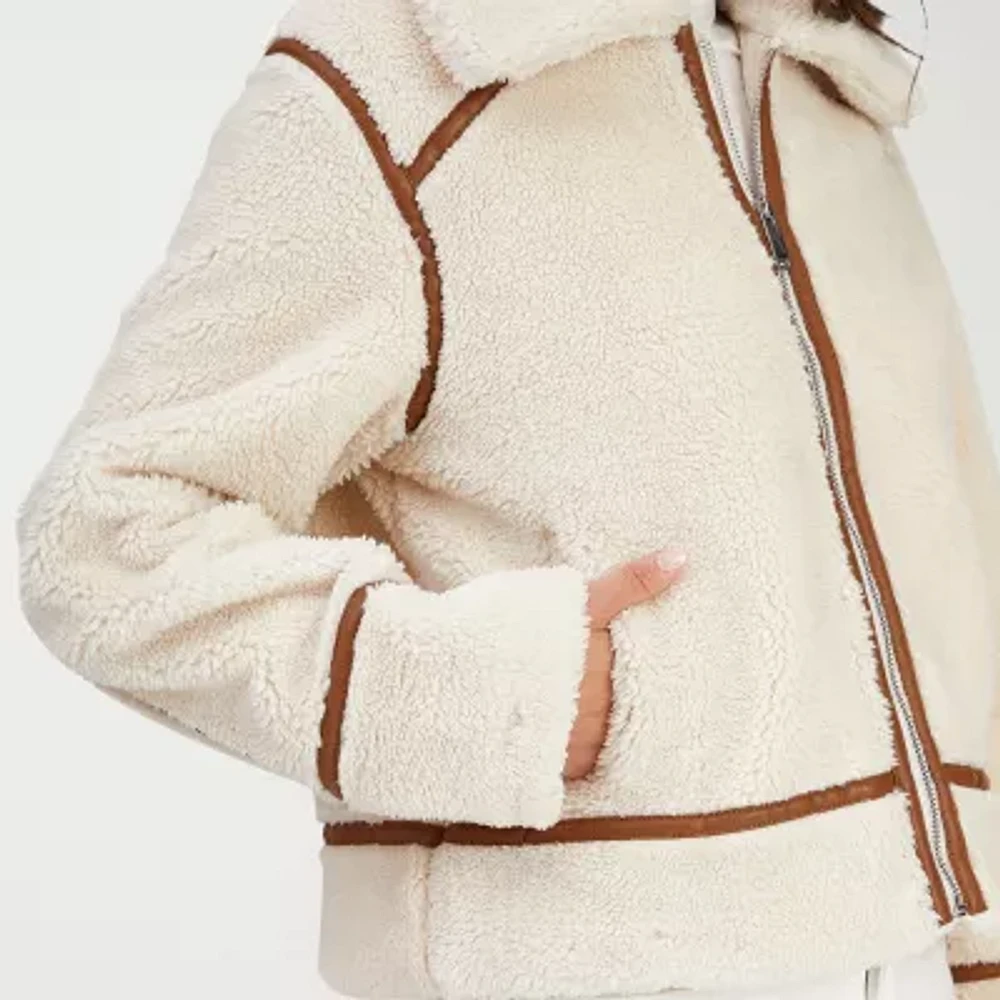 Frye and Co. Womens Faux Fur Lined Midweight Bomber Coat