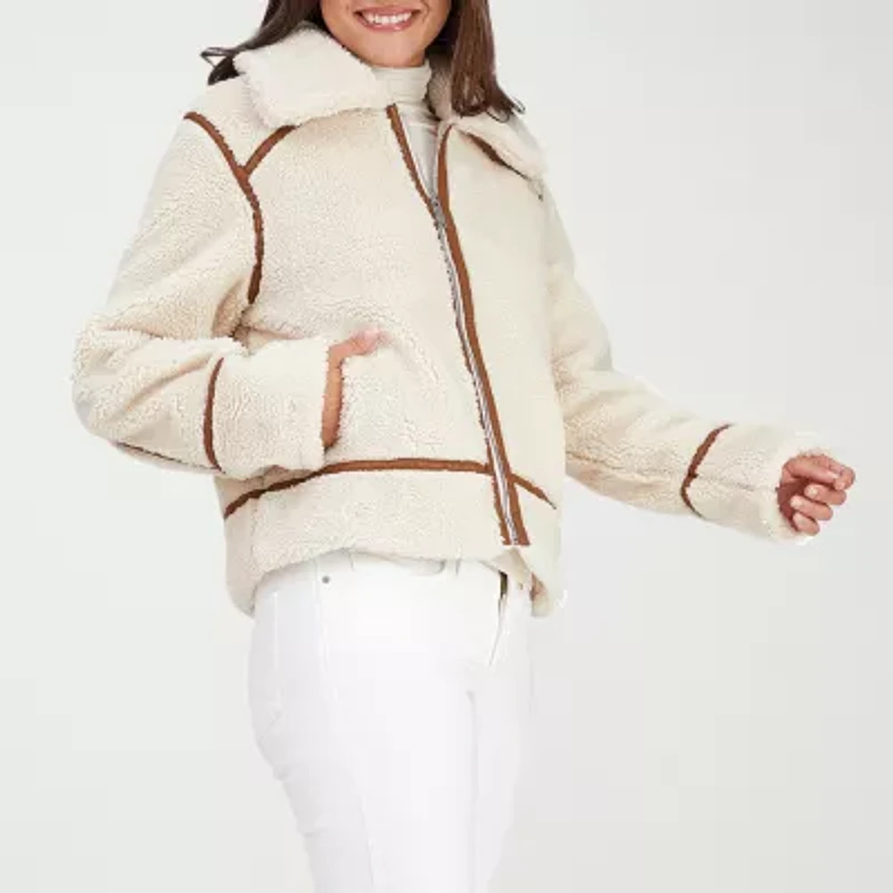 Frye and Co. Womens Faux Fur Lined Midweight Bomber Coat