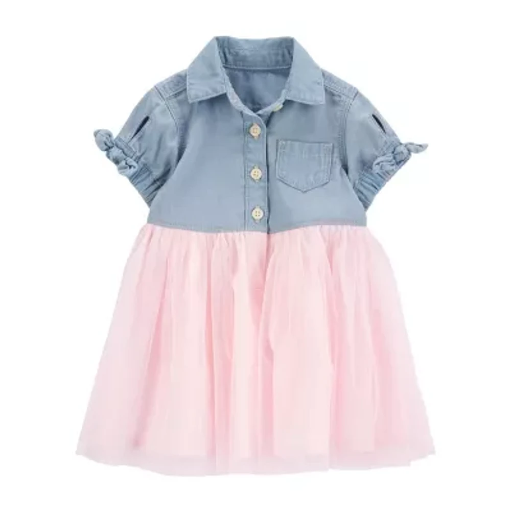 Oshkosh Baby Girls Short Sleeve Fitted A-Line Dress