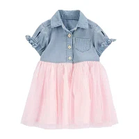Oshkosh Baby Girls Short Sleeve Fitted A-Line Dress