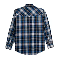 Ely Cattleman Textured Plaid Mens Long Sleeve Western Shirt