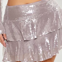 Forever 21 Tiered Sequin Womens High Rise Flared Skirt-Juniors Plus
