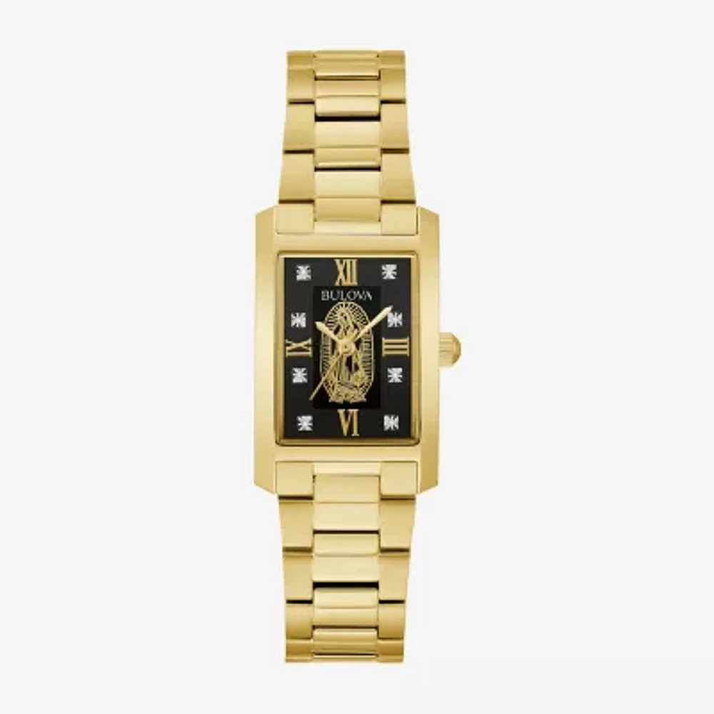 Bulova Womens Diamond Accent Gold Tone Stainless Steel Bracelet Watch 97p169