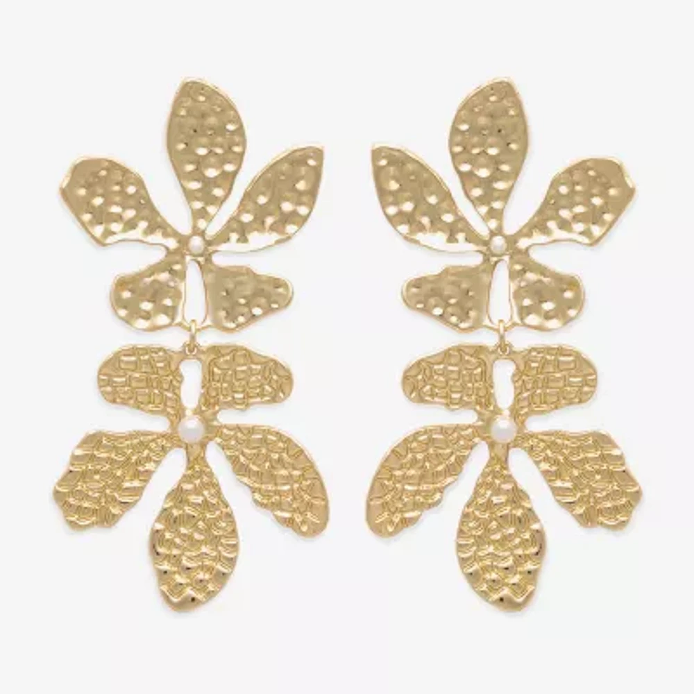 Bijoux Bar Gold Tone Flower Drop Earrings