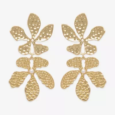 Bijoux Bar Gold Tone Flower Drop Earrings