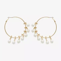 Bijoux Bar Gold Tone Simulated Pearl Hoop Earrings