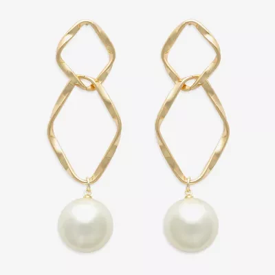 Bijoux Bar Gold Tone Simulated Pearl Drop Earrings