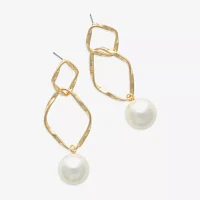 Bijoux Bar Gold Tone Simulated Pearl Drop Earrings