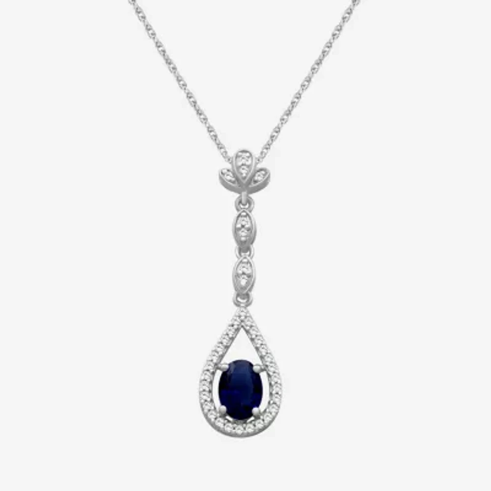 Womens 1/5 CT. Gemstone 10K Gold Oval Pendant Necklace