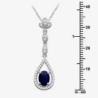 Womens 1/5 CT. Gemstone 10K Gold Oval Pendant Necklace