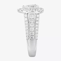 (F / Vs2) Womens 2 1/4 CT. T.W. Lab Grown White Diamond 14K Gold Pear Side Stone Bypass  Engagement Ring