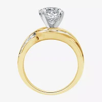 (G / Si1-Si2) Womens 3 CT. T.W. Lab Grown White Diamond 14K Gold Round Side Stone Engagement Ring