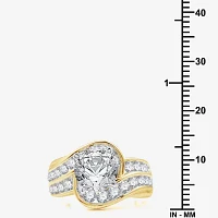 (G / Si1-Si2) Womens 3 CT. T.W. Lab Grown White Diamond 14K Gold Round Side Stone Engagement Ring