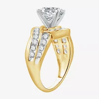 (G / Si1-Si2) Womens 3 CT. T.W. Lab Grown White Diamond 14K Gold Round Side Stone Engagement Ring