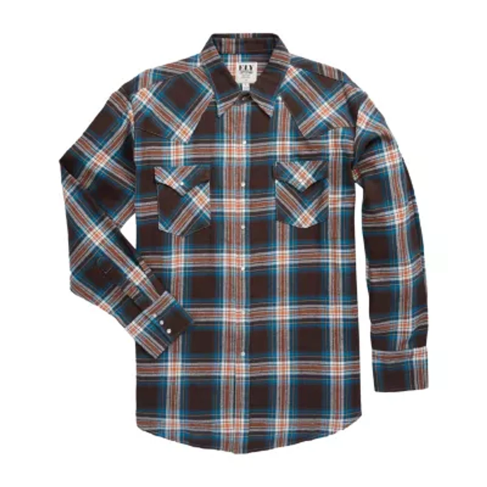 Ely Cattleman Brawny Tall Mens Classic Fit Long Sleeve Flannel Shirt