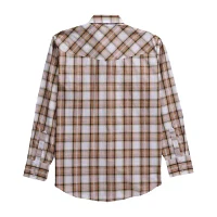 Ely Cattleman Textured Plaid Tall Mens Long Sleeve Western Shirt