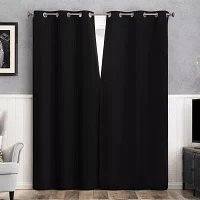 Sun Zero Glynn Magnetic Closure 100% Blackout Grommet Top Set of 2 Curtain Panel