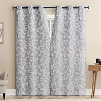 Sun Zero Glynn Gaia Woven Floral Magnetic Closure Grommet Top Energy Saving 100% Blackout Set of 2 Curtain Panels