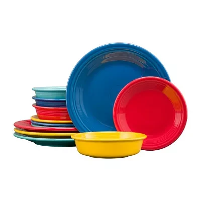 Fiesta Mixed Vibrant Classic Rim 12-pc. Dinnerware Set