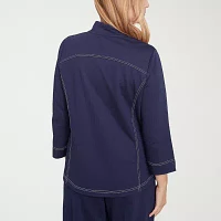 Alfred Dunner Block Island Lightweight Womens Casual Track Jacket