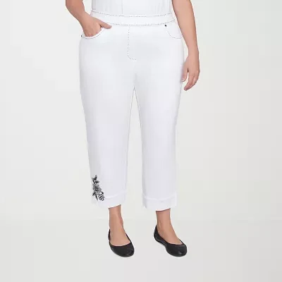 Alfred Dunner - Plus Wild At Heart Womens Mid Rise Cropped Jean