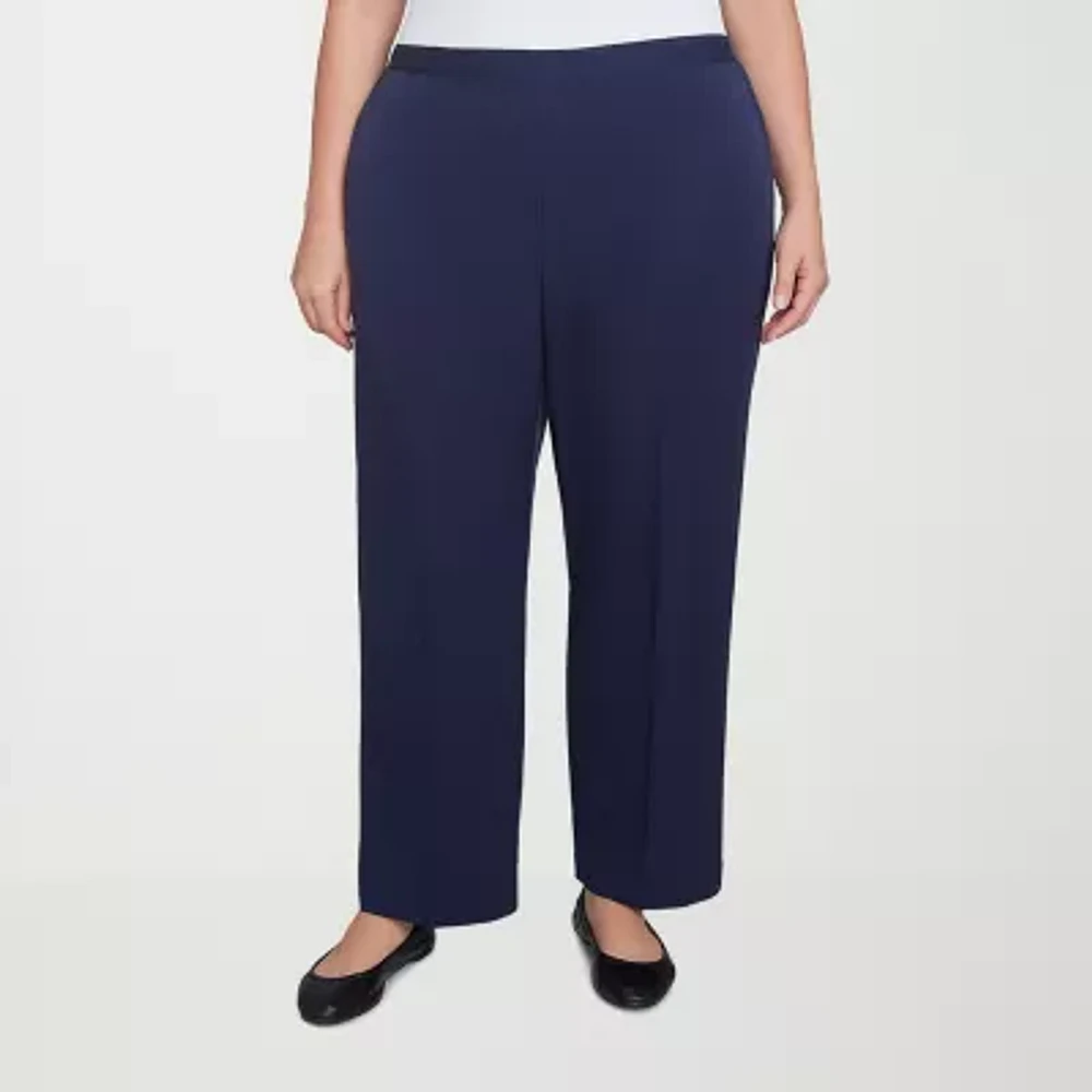 Alfred Dunner Block Island Womens Mid Rise Straight Pull-On Pants