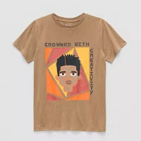 Hope & Wonder Black History Month Boys Husky Short Sleeve 'Crowned with Creativity' Graphic T-Shirt