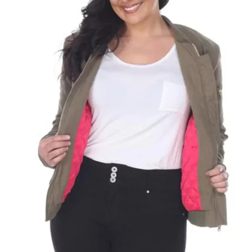 White Mark Bomber Jacket - Plus