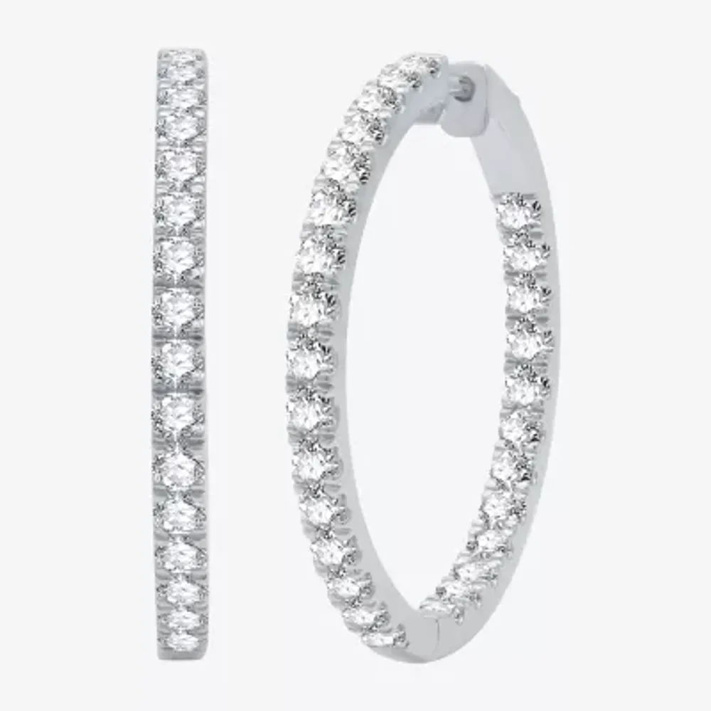 (H-I / I1) 4 CT. T.W. Lab Grown Diamond 10K or 14K White Yellow Gold 34.3mm Hoop Earrings