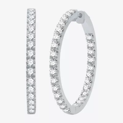 (H-I / I1) 4 CT. T.W. Lab Grown Diamond 10K or 14K White Yellow Gold 34.3mm Hoop Earrings