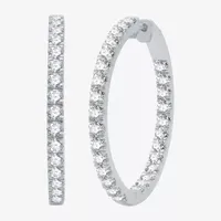 (H-I / I1) 4 CT. T.W. Lab Grown Diamond 10K or 14K Gold 34.3mm Hoop Earrings