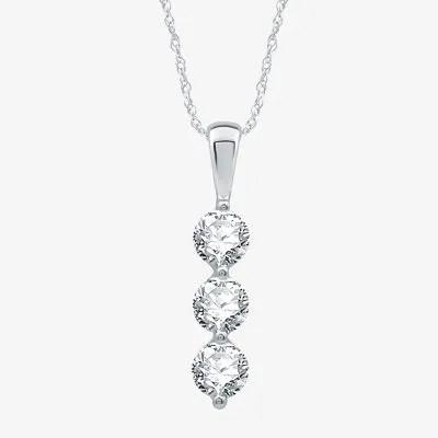 3-Stone Linear (H-I / I1) Womens 1 1/4 CT. T.W. Lab Grown Diamond 10K White Gold 18 Inch Pendant Necklace