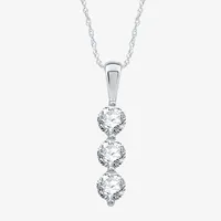 3-Stone Linear (H-I / I1) Womens 1 1/4 CT. T.W. Lab Grown Diamond 10K White Gold Pendant Necklace